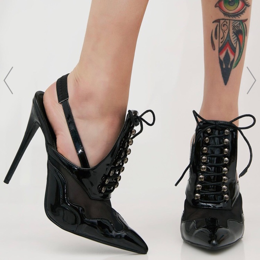 Public Desire Black Patent Slingback Heel